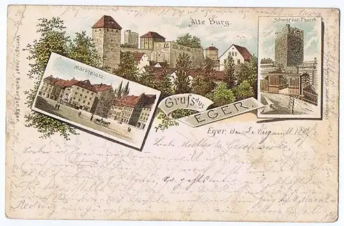 alte Ansichtskarte Gruss aus Eger gel.1898