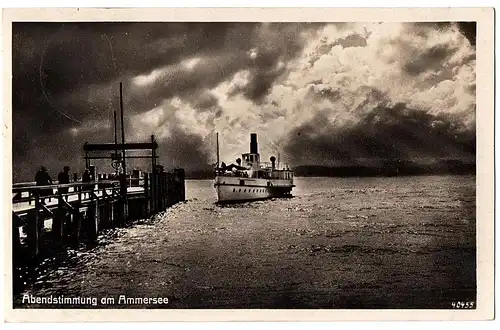 alte Ansichtskarte Ammersee mit Dampfer gel.1918