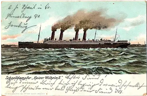 alte Ansichtskarte Schnelldampfer Kaiser Wilhelm gel.1905
