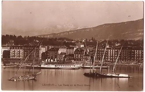 alte Ansichtskarte Genf mit Dampfer gel.1913