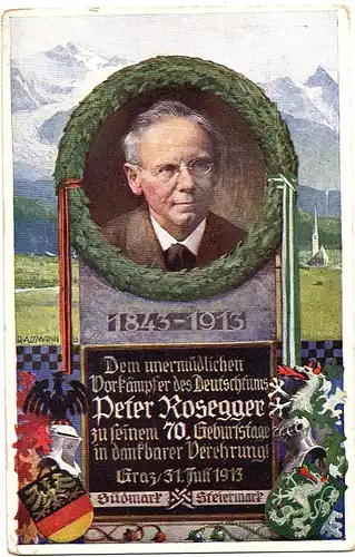 Alte Ansichtskarte Peter Rosegger gel.1913