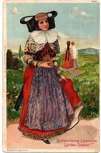 Alte Ansichtskarte Landes Tracht gel.Bahnpost 1911