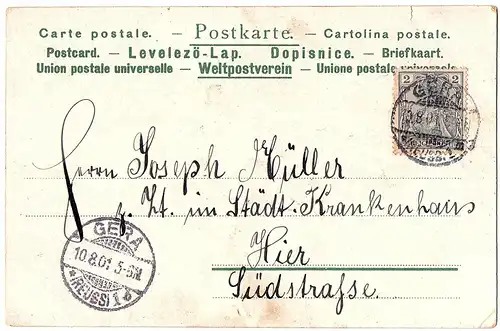 Alte Ansichtskarte Motiv Karte gel.1901