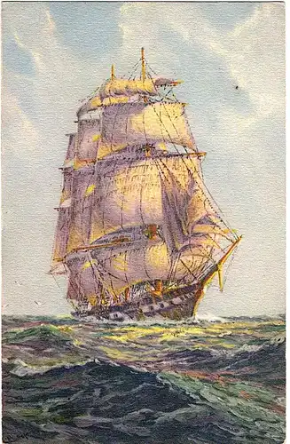 Litho Ansichtskarte Segelschiff   ungel.um 1920