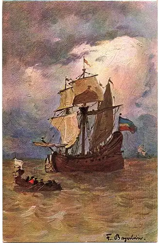 Litho Ansichtskarte Segelschiff Hansa ungel.um 1920