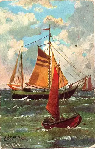 Litho Ansichtskarte Segelboot  ungel.um 1920