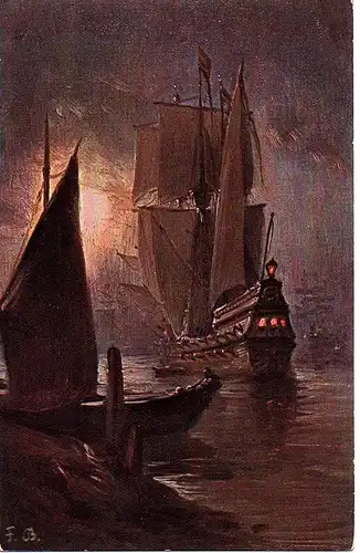 	Litho Ansichtskarte Segelschiffe  ungel.um 1920