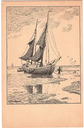 	Litho Ansichtskarte Segelboot ungel.um 1920