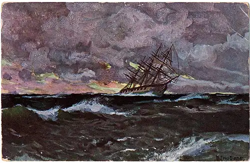	Litho Ansichtskarte Segelschiff  ungel.um 1920