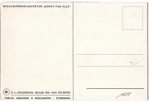 Litho Ansichtskarte Segler auf dem Atlantik ungel.um 1920