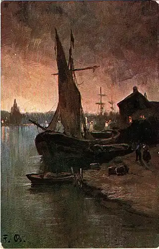 	Litho Ansichtskarte Segelboot ungel.um 1920