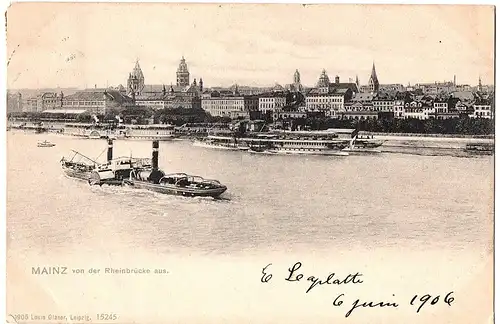 Litho Ansichtskarte Flußschiffahrt gel.1906