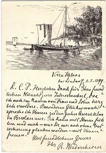 Litho Ansichtskarte Flußschiffahrt gel.1899