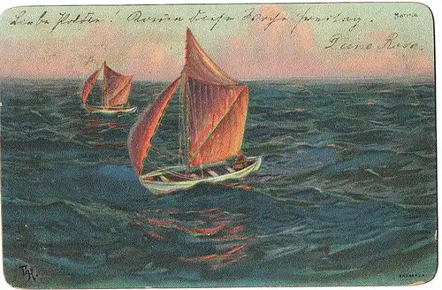Litho Ansichtskarte Segler gel.um 1900