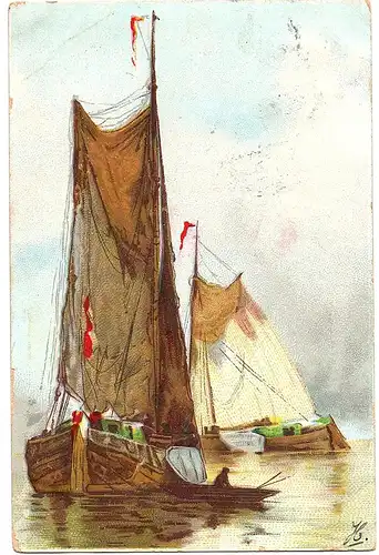 Litho Ansichtskarte Flußschiffahrt gel.1904