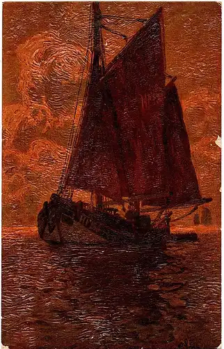 Litho Ansichtskarte Meeresleuchten gel.1919