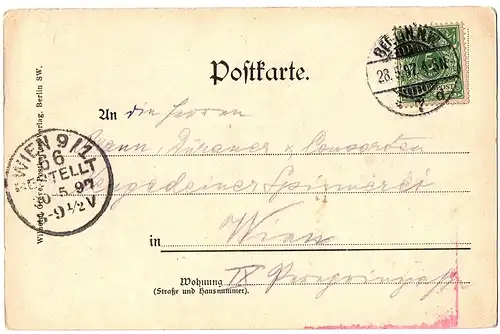 	alte Ansichtskarte Litho Berlin gel. 1897