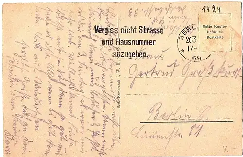alte Ansichtskarte Berlin gel. 1924