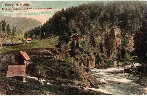 alte Ansichtskarte Partie im Murgtal gel. 1908