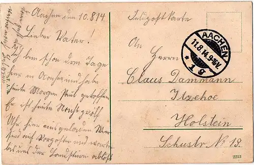 	alte Ansichtskarte Aachen gel.1914