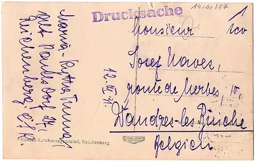 	alte Ansichtskarte Reichenberg gel.um 1925