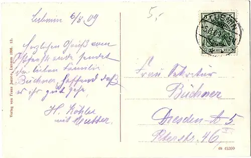 alte Ansichtskarte Lubmin,gel.1909