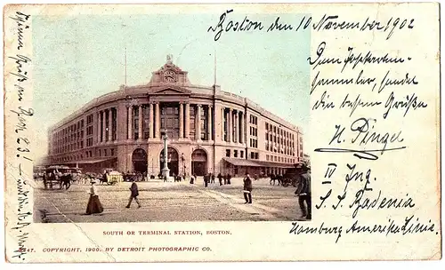 alte Ansichtskarte Boston ,gel. 1906