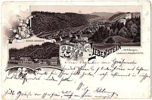 alte Ansichtskarte Gruss aus Bad Liebenstein,gel. 1894