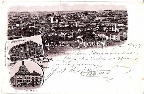 alte Ansichtskarte Plauen,gel. 1897