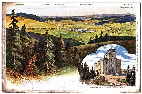 	alte Ansichtskarte Oberwiesenthal,gel. 1905