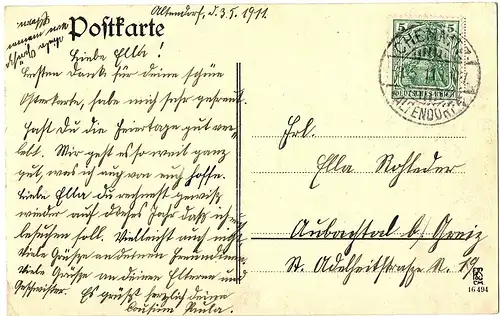 	alte Ansichtskarte Chemnitz-Altwendorf ,gel. 1911