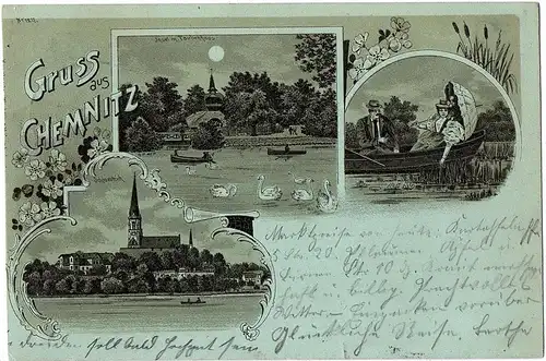 	alte Ansichtskarte Gruss aus Chemnitz,gel. Bahnpost 1898
