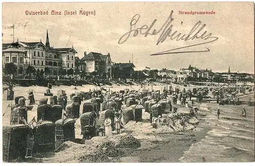 alte Ansichtskarte Binz auf Rügen gel.1907