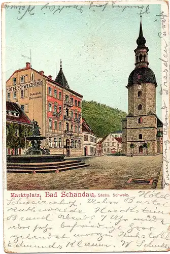 ak Marktplatz Bad Schandau gel.1901