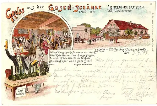 AK Litho Gruß aus Leipzig Eutritzsch gel.1899