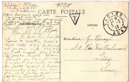 alte Ansichtskarte Troyes gel. 1917