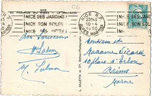 alte Ansichtskarte Nice,Nizza gel. um 1950