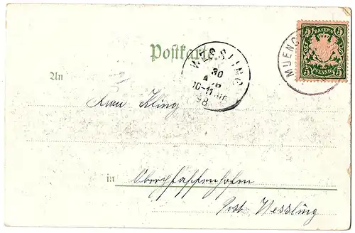 alte Ansichtskarte Gruss aus München gel. 1898