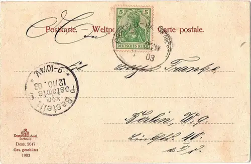 alte Ansichtskarte Essen gel. 1903 Bahnpost