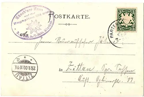 Alte Litho Partenkirchen gel.1900