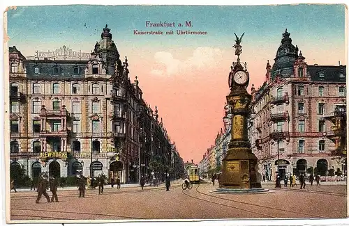 [Echtfotokarte farbig] Frakfurt a.Main Kaiserstraße mit Uhrtürmchen