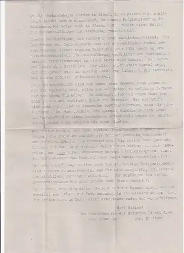 Brief an Soldaten von Kammgarnspinnerei Heinrich Dietel in Wilkau-Hasslau 1939