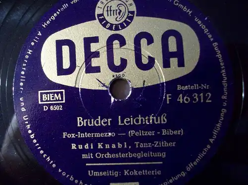 RUDI KNABL "Bruder Leichtfuß / Koketterie" Decca 78rpm