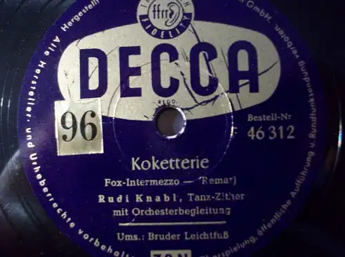 RUDI KNABL "Bruder Leichtfuß / Koketterie" Decca 78rpm