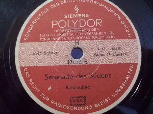 ROLF SCHANZ "Serenade des Südens" 78rpm  Polydor 1942