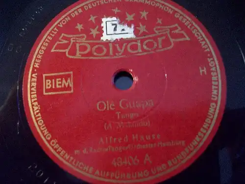 ALFRED HAUSE "A media luz / Ole Guapa" 10" Polydor 1950