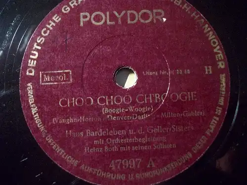 HANS BARDELEBEN "Choo Choo Ch'Boogie / Chattanooga-Choo-Choo" Polydor 78rpm 10"