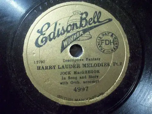 JOCK McGREGOR "Harry Lauder Melodies" Edison Bell 78rpm