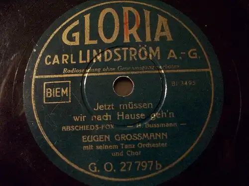 EUGEN GROSSMANN & ORCH."rare Werbeplatte" Gloria 78rpm