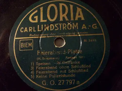 EUGEN GROSSMANN & ORCH."rare Werbeplatte" Gloria 78rpm